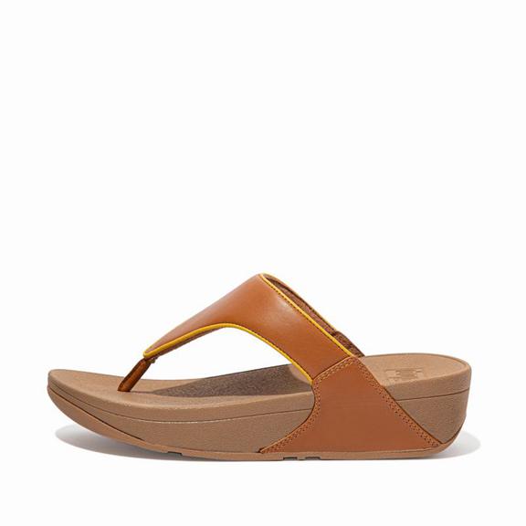 FitFlop Dámská Toe Post Sandály Světle Hnědé / Oranžové / Žluté - LULU Kůže CZ-635170